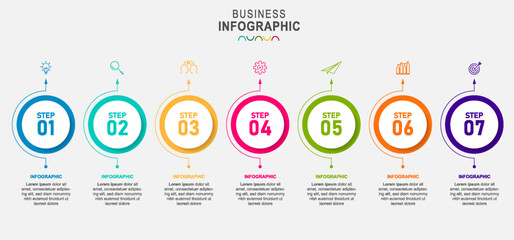 Business infographic element with 7 options, steps, number vector template design