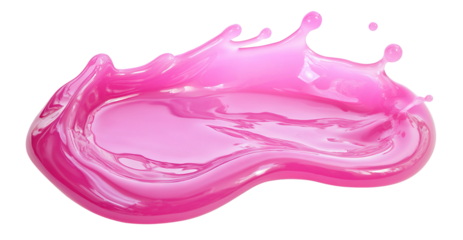 Vibrant pink gel-like fluid in dynamic motion, isolated on transparent cutout background