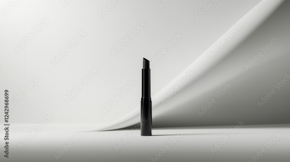 Poster black pen lying on a white surface. the pen has a sleek and modern design with a pointed tip. the ba
