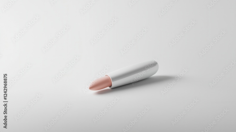Poster 3d rendering of a white lipstick on a plain white background. the lipstick is in the shape of a long