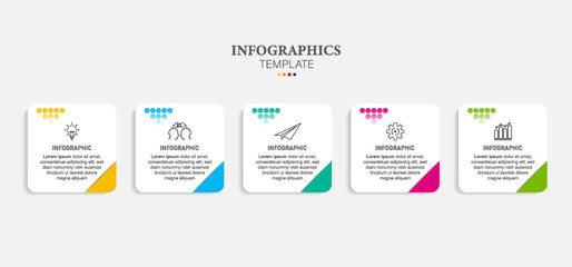 Infographic design business template with icons and 5 options or steps. Can be used for process diagram, presentations, workflow layout, banner, flow chart