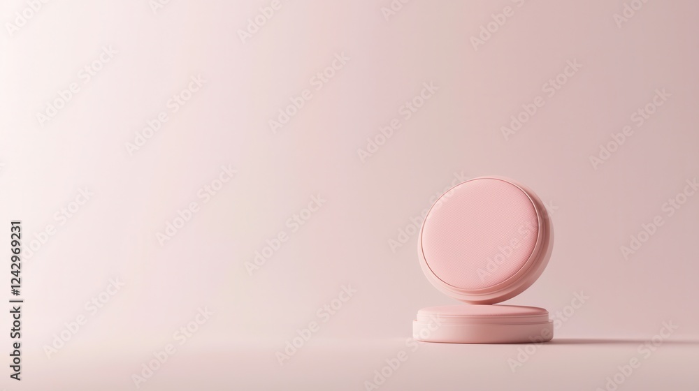 Poster 3d rendering of a round, pink-colored object on a plain, light pink background. the object appears t