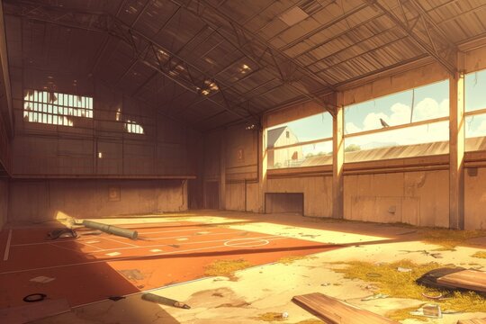 Backstage scene with detailed studio lights set in dim conditions