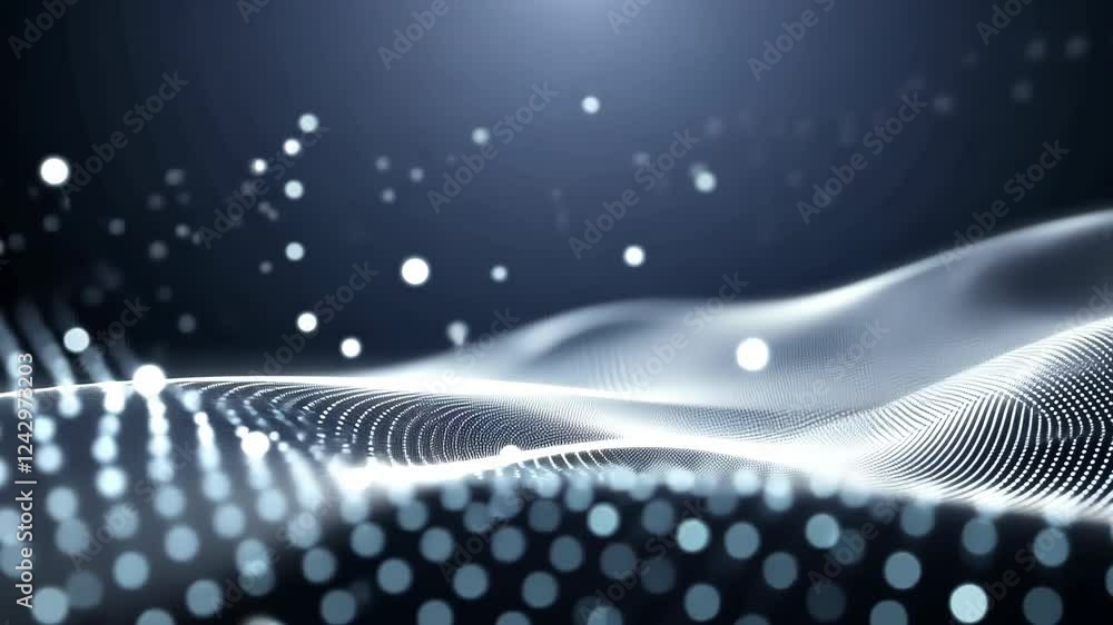 Poster experience a captivating journey through intricate digital patterns and flowing landscapes transform