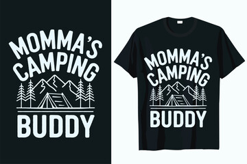 momma's camping buddy t-shirt design vector