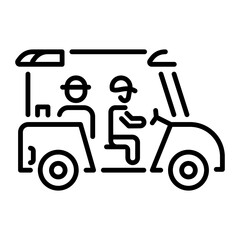 A line style icon of golf cart 
