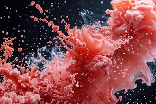 Bold Coral Smoke Texture with Dynamic Splash and Specks