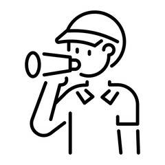 Sports character drinking water icon in linear style 