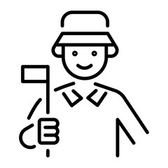 Male golfer icon in linear style 