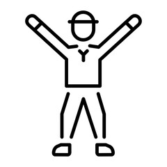 A linear icon of celebrating character 