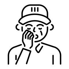 Golf player wiping face icon in linear style 