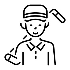Male player icon in linear style 