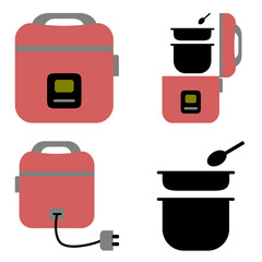 kitchen equipment icons of rice cooker vector illustration of electronic stuff home related 
