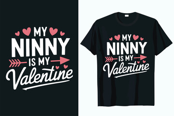 my ninny is my valentine t-shirt design vector