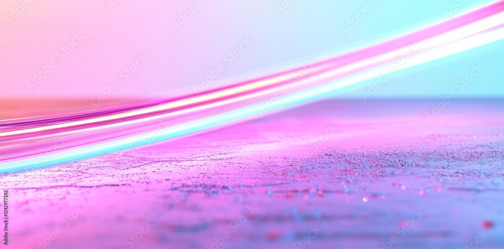 Poster in future virtual reality, this abstract effect features fast-moving neon light trails, creating a f