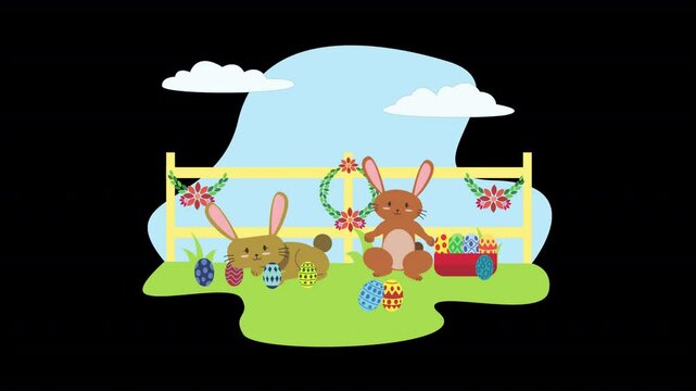 Create engaging Easter visuals with this vector animation scene, perfect for holiday greetings and promotions.