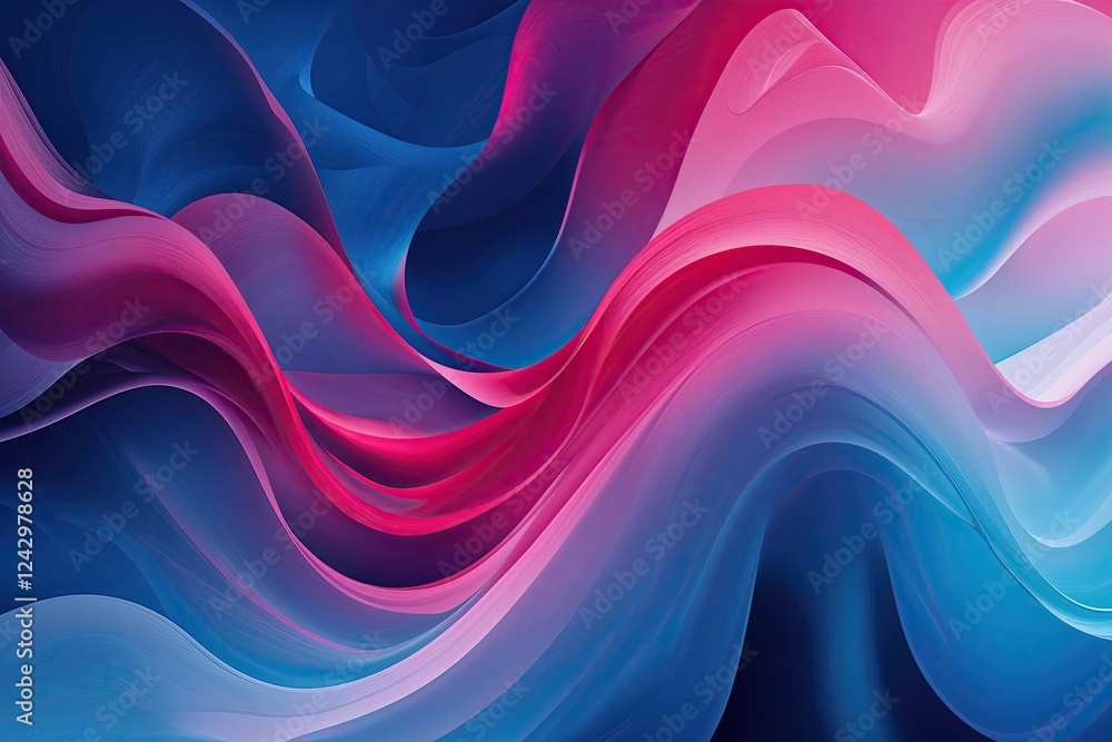 Poster radiant ruby to sky blue gradient abstract background with flowing texture