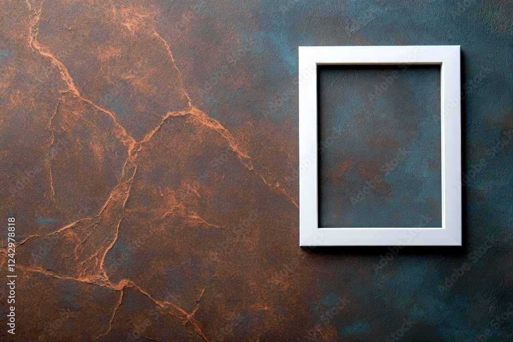 Poster empty white frame on rustic textured background