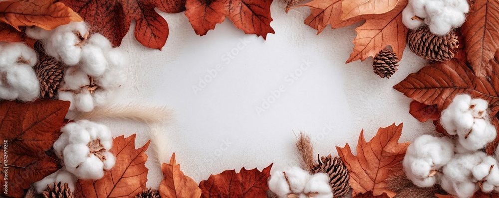 Aufkleber Autumn composition creating a frame with copy space on a white background