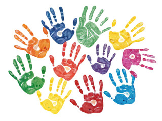 Colorful Handprint Art on Black Background