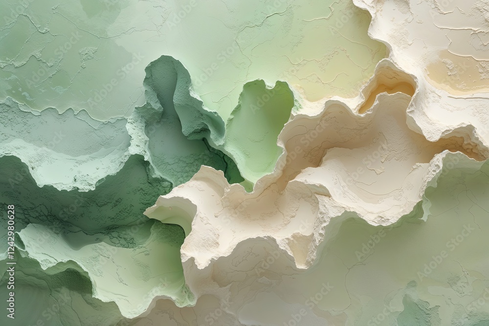 Poster delicate abstract backdrop with pastel green and cream transition and textured depth