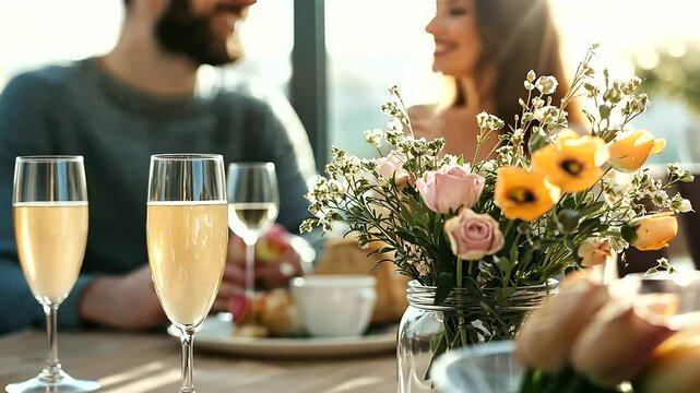 Romantic Easter Brunch for Two at a Cozy Cafe with Mimosas