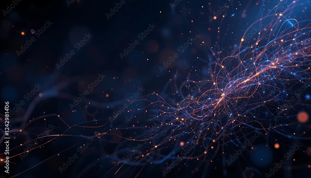 Poster abstract network of glowing lines and particles