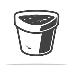 Flower pot with soil icon transparent vector isolated
