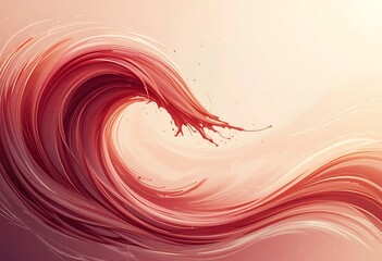 Abstract Red Liquid Wave Swirling Design