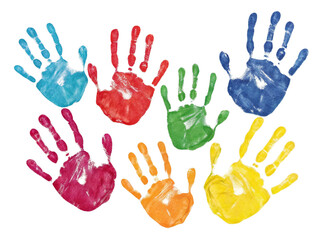 Colorful Handprint Art on Black Background