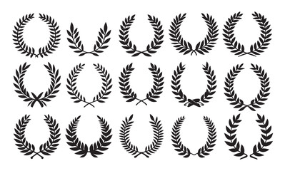 Laurel Wreath Vector Set. Collection of Foliate Award Wreaths for Cinema Festivals etc