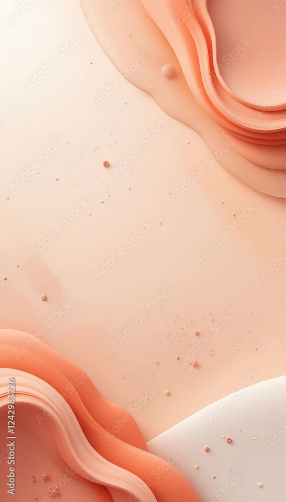 Poster abstract peach waves with subtle texture and dusting
