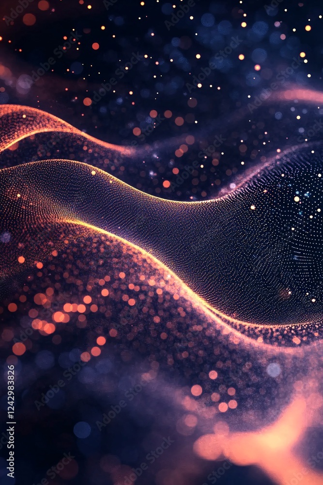 Aufkleber Abstract flowing particle wave background with bokeh effect
