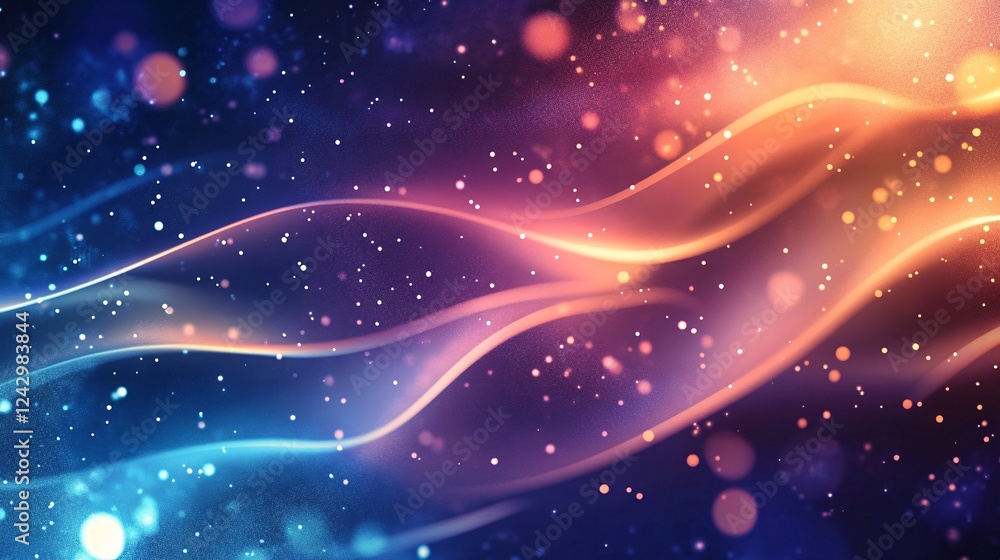 Poster Abstract light trails flowing across a sparkling background