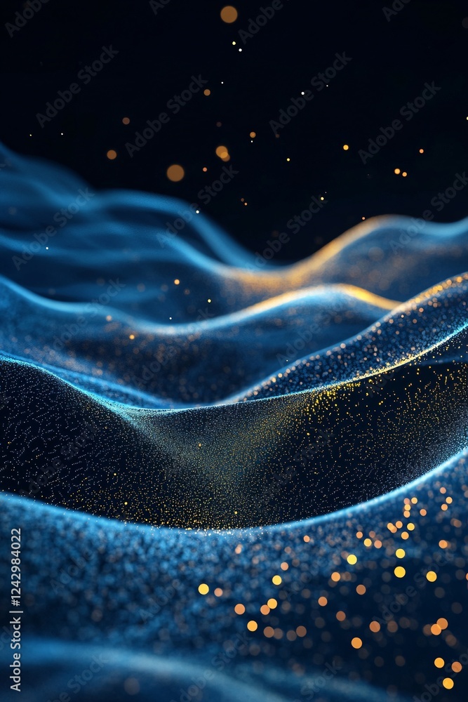 Aufkleber Abstract particles background forming wavy surface with bokeh