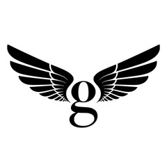 Winged Letter G Black Logo Design, Black letter G with symmetrical wings, creating a stylish and modern logo. Ideal for branding, aviation, business, sports, or creative identity.  
  
