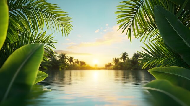 Sunset Serenity: Tropical River at Dusk