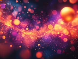 Abstract 3D rendering of dynamic particle ribbons. Flowing shapes with glowing accents and bokeh effects., Generative AI