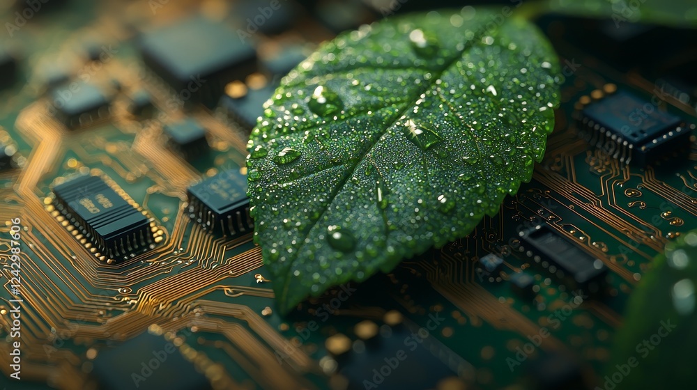 Poster connecting nature and technology via green computing with it ethics and green technology depicted on