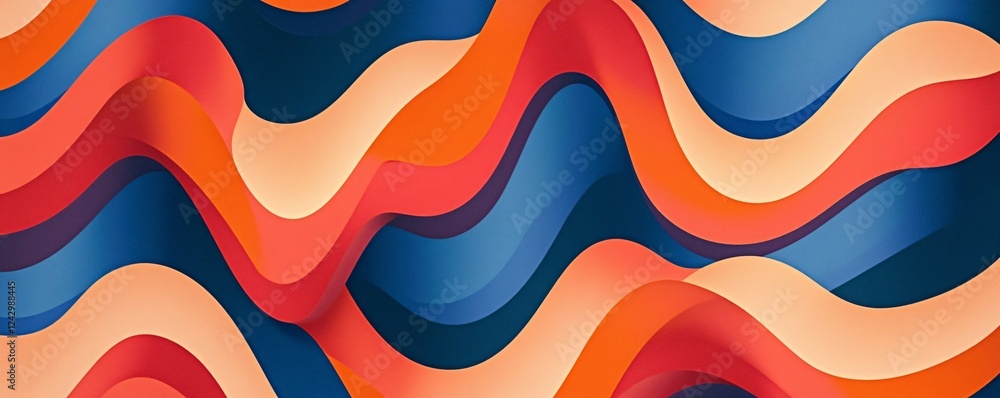 Poster Colorful abstract wavy background flowing in a seamless loop