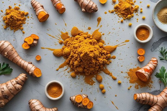 Turmeric Material Splattered on KFA Canvas for Culinary Design and Healthy Choices