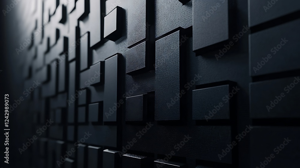 Poster abstract dark grey geometric pattern: a 3d render of interlocking blocks