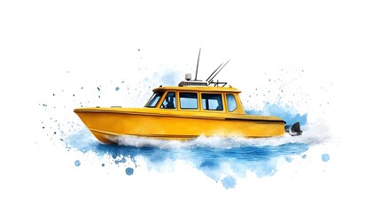 Speedy Yellow Water Taxi speeding across the waves!