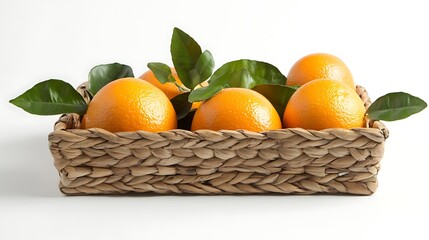 Fresh Oranges in a Wicker Basket