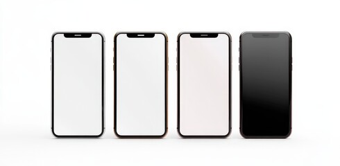 A row of colorful cell phones on a white background