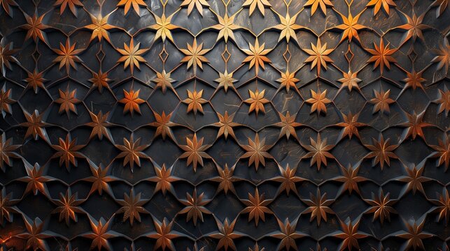 A highly detailed abstract pattern with geometric shapes and contrasting textures, illuminated by subtle light to enhance the depth and movement. - Powered by Adobe