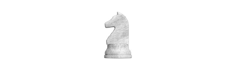 chess knight horse isolated on white background retro halftone texture cut-out collage element for mixed media vintage magazine style trendy design poster banner cover intelligence competition game © ayb