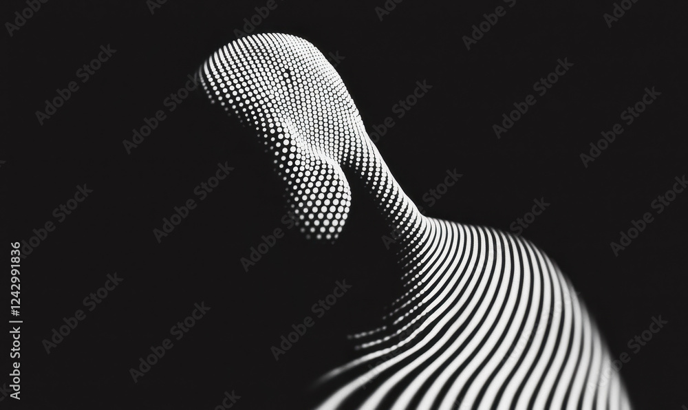 Poster intriguing monochrome abstract art with optical illusions and geometric patterns in modern design
