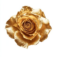 Golden Rose Bloom Isolated on White Background for Elegant Designs