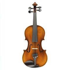 Elegant Wooden Violin on White Background Showcasing Craftsmanship